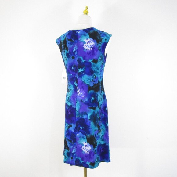 Lauren Ralph Lauren Petite Blue Green Watercolor Floral Sheath Dress Size 10P - Picture 5 of 10
